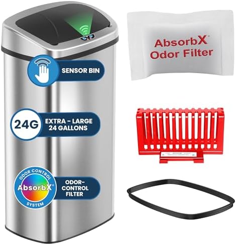 iTouchless Patented Large 24 Gallon Motion Sensor Trash Can | Odor Filter by Unknown