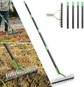 Thatch Rake, 13" Wide Efficient Dethatcher Rake with 70" Adjustable Long Handle, Heavy Duty Steel Metal Dethatching Rakes for Cleaning Dead Grass, Loosening Soil, Lawn Care in Yard Garden by Unknown