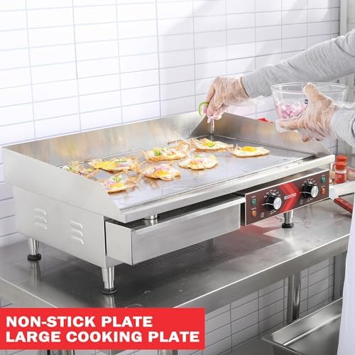 EGGKITPO 240V Commercial Electric Griddle 29 Inch Large Countertop Griddle 3500W Non-Stick Flat Top Grill Stainless Steel Teppanyaki Griddle with Adjustable Temperature 90℉-575℉ for Restaurant Use - Image 3