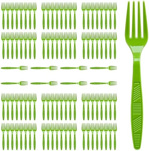 Kiwi Green Plastic Forks Heavy Duty, Disposable Party Supplies 104 PCS by FUEVING