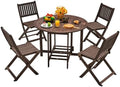 Devoko Acacia Wood Outdoor Patio Folding Table and Chairs Set for 4 by DEVOKO