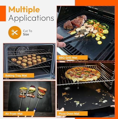 Oven Liners for Bottom of Oven - Thick Heavy Duty 17” x 25” 2 Pack Non-Stick Reusable Mats - BPA & PFOA Free Protector for Electric, Gas, Microwave & BBQ Grill Liner - Easy Clean & Heat Resistant - Image 6