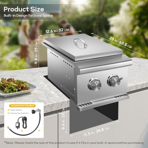 Double Side Burner with 2 x 17,000 BTU LP Gas Grills - Image 2