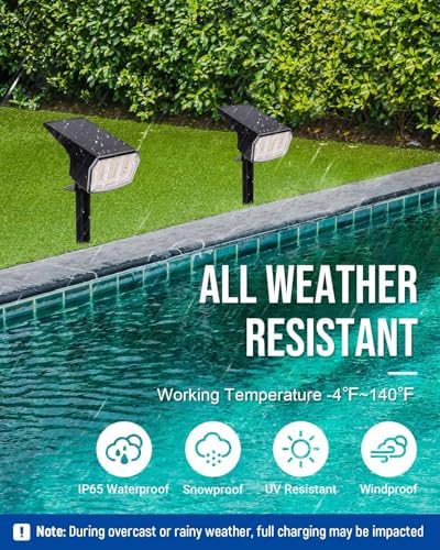 AUDERWIN Solar Spot Lights Outdoor Waterproof, 10 Pack, Warm White - Image 3