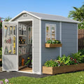 4x6 FT Outdoor Storage Shed with Floor & Window, All-Weather Resin Garden Tool Shed, Waterproof Plastic Garden Shed with Lockable Door, Vents & Roof Rainwater Drainage for Backyard, Garden, Poolside by AIRAJ
