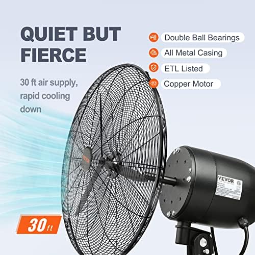 VEVOR 30 Inch Wall-Mount Misting Fan 3-speed IP44 Waterproof Oscillating - Image 5