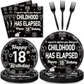 96Pcs 18th Birthday Supplies Paper Plates Napkins Forks Set by Oitnlaughter