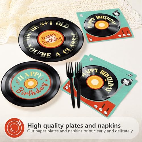 96Pcs Vinyl Record Birthday Party Decorations for Men Women, Serves 24 - Image 4