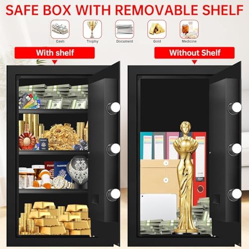 5.1 Cuft Home Safes Water and Fireproof, Large Safety Box Fireproof Waterproof with Electronic Keypad and Spare Key, Fire Proof Safe for Home Documents, Floor Personal Safe for Money Medicine - Image 4