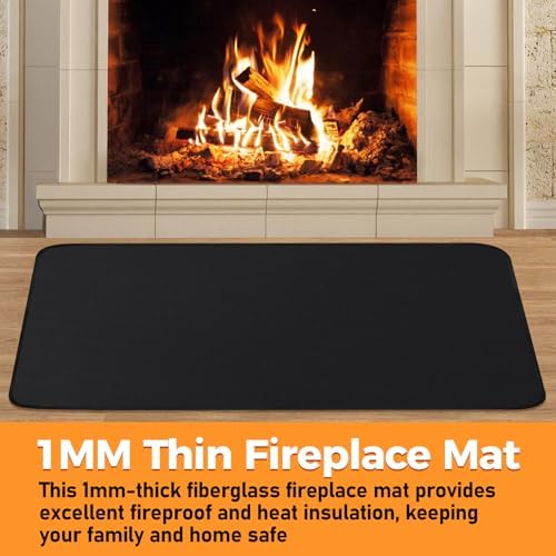 Fireproof Fireplace Rug for Home Protection, 4'11'' x 3'4'' x 0.04'', Black - Image 3