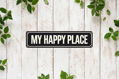 My Happy Place Metal Sign 4x16in Boho Cute Plaque for Bedroom Bathroom Home Nursery Wall Decor Gift Poster - Image 6