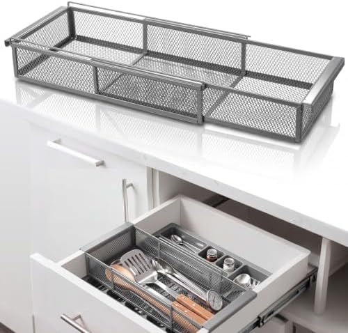 LemonRoad 1 Pcs Expandable Drawer Organizer Metal, Silver by Unknown