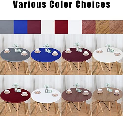 LUSHVIDA Round Waterproof Table Cover Elastic Vinyl Fitted Tablecloth Elastic Edged Plastic Table Cloth (Silver Grey, Best for Up to 57"-68" Round) - Image 7