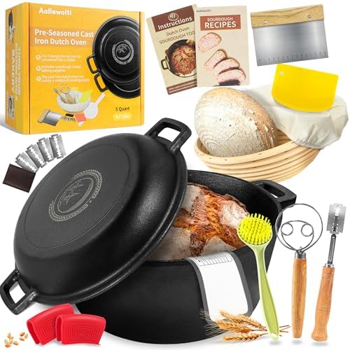 Pre-Seasoned Cast Iron Dutch Oven Pot with Skillet Lid, 5 Qt by Unknown