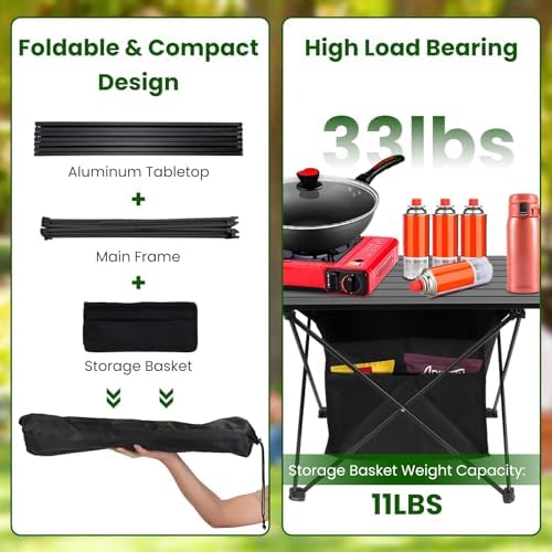 Camping Table with Storage, Lightweight Beach Table, Aluminum Portable Folding Table with Carry Bag for Outdoor, Travel, Picnic, BBQ, Cooking, Sand, RV (M) - Image 4