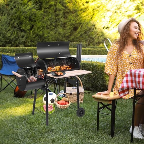 Outvita BBQ Charcoal Grill, Outdoor Patio Barbecue Cooker, Offset Smoker - Image 5