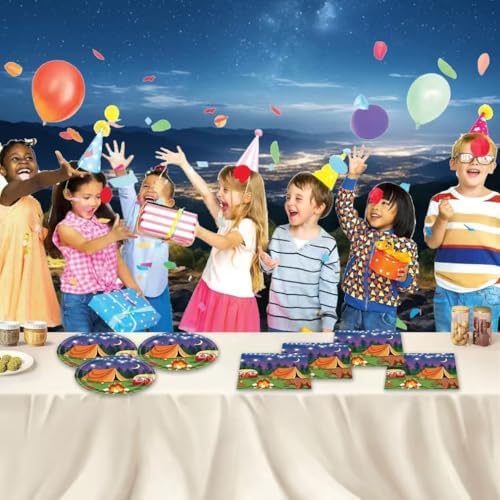 40pcs Camping Party Decorations Happy Camper Plates and Napkins for Forest Camping Adventure Party,Suitable for 20 Guests - Image 5