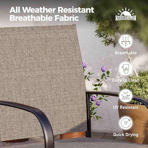 SUNSHINE VALLEY 9pc Patio Dining Set, 67" Round Table & 8 Brown Chairs - Image 3