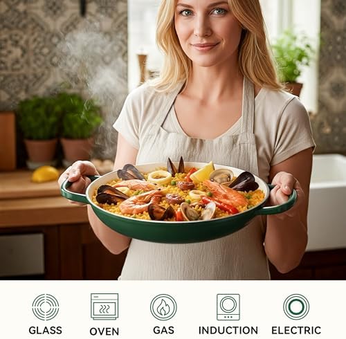 3 Quart Enameled Cast Iron Braiser, Non Stick Enameled Cast Iron Skillet with Lid, Dutch Oven Skillet with lid up to 500°F for Oven, Stove, Grill, Shallow Dutch Oven for Cook, Bake (Green) - Image 3