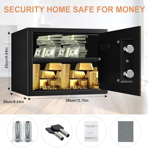 1.2 Cuft Safe Box Fireproof Waterproof for Home, Fire proof Safes with Digital Keypad, Spare Keys and Removable Shelf, Security Fire Safe for Money Firearms Medicine Valuables - Image 5