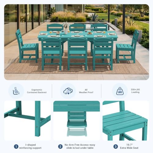 KINGYES Outdoor Armless Dining Chairs Set of 2,HDPE Patio Chairs,Aruba - Image 4