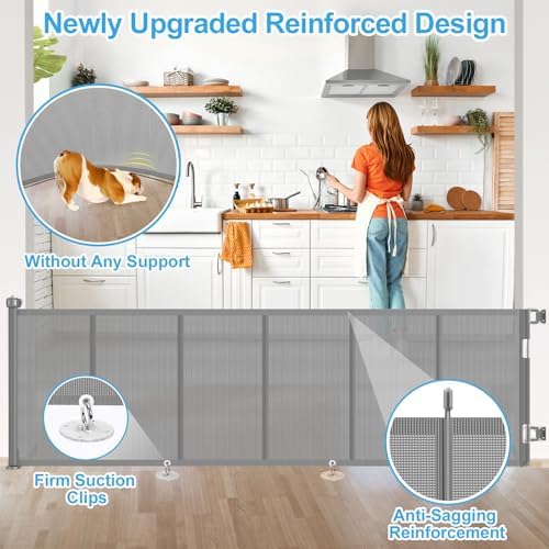 EZIGO 120 Inch Retractable Baby Gates Extra Wide Reinforced Baby Dog Gate - Image 3
