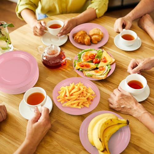 Breroa 72 Pcs Pink Paper Plates 7 Inch Bulk Pink Plates Disposable - Image 6