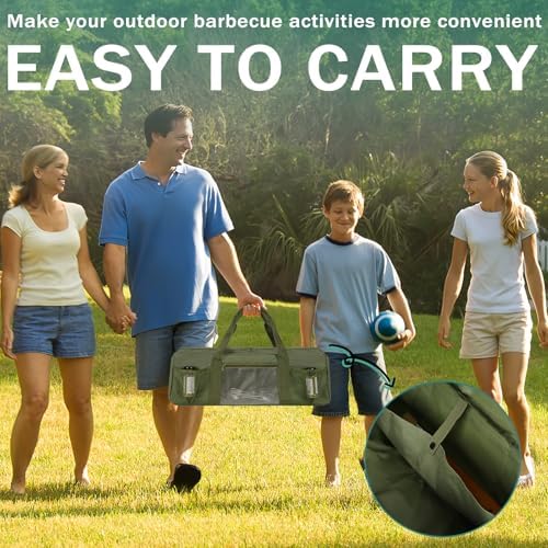 Grill Tool Storage Bag BBQ Grill Utensil Accessory Storage Green - Image 3