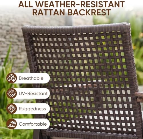 NATURAL EXPRESSIONS 7 Piece Patio Dining Set, Wicker Swivel Rocking Chairs - Image 3