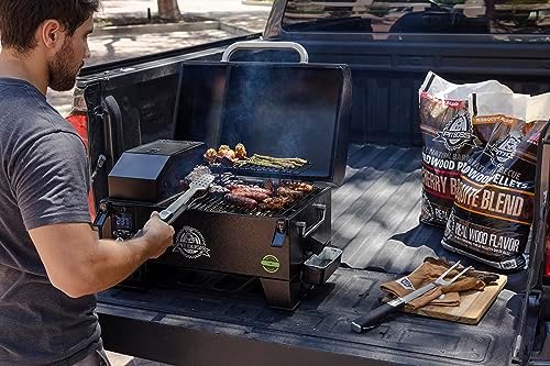 Pit Boss 150 Battery Powered Wood Pellet Grill & Smoker with Flame Broiler 256-Sq. In. Cooking Space, 180°F to 500°F Temperature Range, 7 lb. Pellet Hopper, for Tailgating, Camping, or Travel, Black - Image 4
