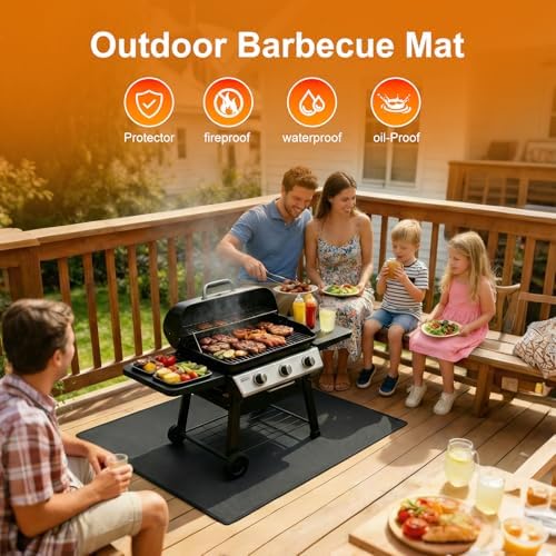 LETITIN 48x30 Under Grill Protector for Blackstone Ninja Tabletop Griddle, Double‑Sided Fireproof Oil Waterproof for Deck Patio Grass, Small BBQ Fire Pit Outdoor Grilling - Image 5