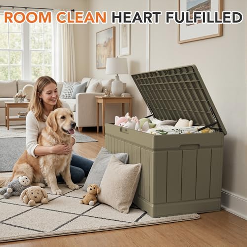 78 Gallon Deck Box Outdoor Indoor Waterproof Storage, Box Coffee - Image 2