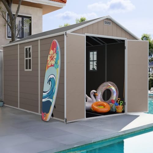 UDPATIO Resin Storage Shed 7.5x12FT, Outdoor Plastic Garden Shed, Brown - Image 5