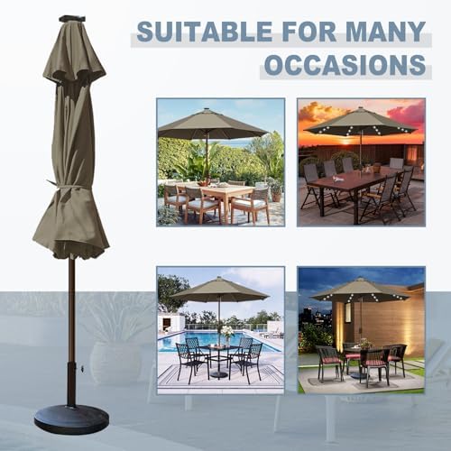 EliteShade USA 10-Year-Non-Fading 10ft Market Patio Umbrella, Commercial Grade Table Sun Umbrella with 80 Solar LED Lights, Crank Open, Windproof & UPF 50+ UV Protection for Garden, Deck, Pool, Backyard, No Tilt, Taupe - Image 6