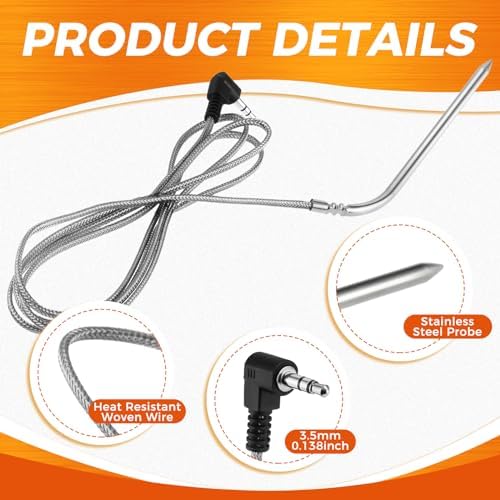 2 Pack High Temperature Meat Probe with 2 Pcs Grill Holder Clips - Image 4