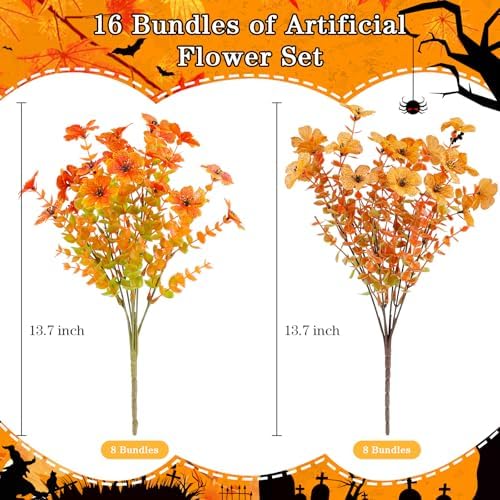 AGIRL Artificial Fall Flowers Outdoor,UV Resistant Fake Mums Porch Decor - Image 6