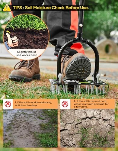 Sakerplus Aerator Lawn Tool, Hand Metal Spike Lawn Aerator (Black Handle) - Image 7
