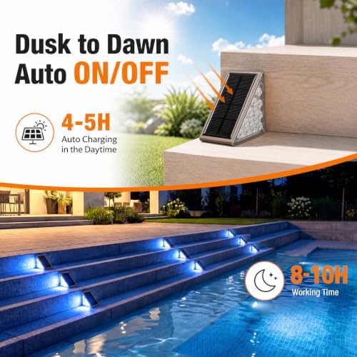 Blue Solar Lights for Outside, Solar Deck Lights Outdoor Waterproof, Step - Image 5
