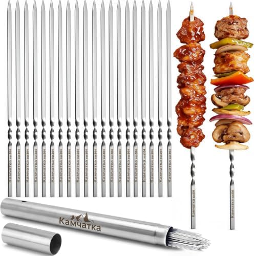 25 Pack Flat Non-Slip Stainless Steel Skewers by Unknown