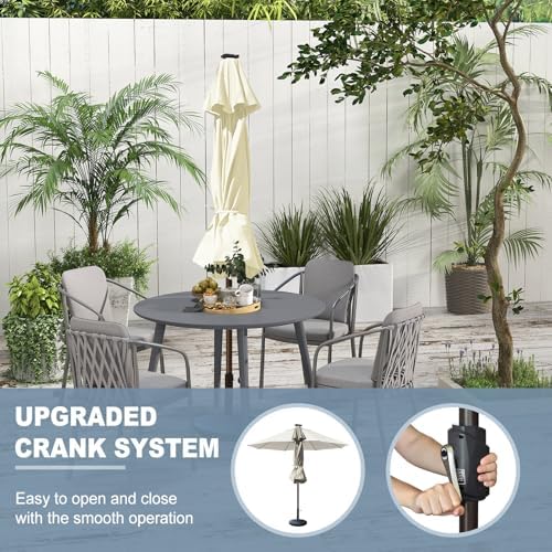 EliteShade USA 10-Year-Non-Fading 10ft Market Patio Umbrella, Commercial Grade Table Sun Umbrella with 80 Solar LED Lights, Crank Open, Windproof & UPF 50+ UV Protection for Garden, Deck, Pool, Backyard, Natural - Image 3