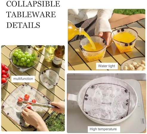 MIUPOO Collapsible Cup Set,Portable Mess Kit,Food Grade Material Free Folding Cup for Lunch Family Picnic, 4.7×4.2×3.2 Inches,4Pieces - Image 4