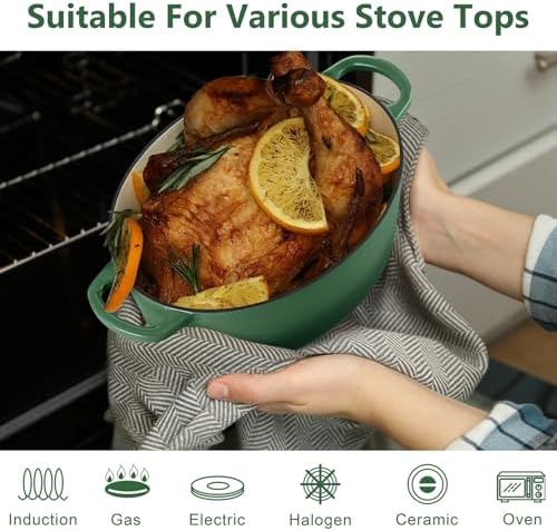 TeamFar Oval Dutch Oven, 5qt Enameled Cast Iron Dutch Oven Pot with Lid - Image 6