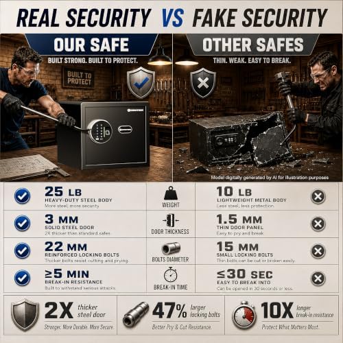 Grimtron Gun Safe for Multiple Pistols with Fingerprint Lock, 3-8 Digit PIN - Image 5