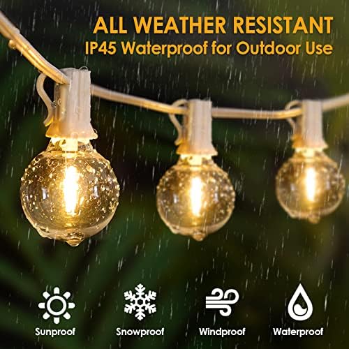Mlambert 100Ft(2x50Ft) Outdoor String Lights, G40 Globe Patio Lights with 50+4 Waterproof Hanging LED Bulbs for Party Cafe Camping Outside-White Wire - Image 2