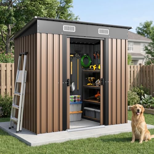 Metal Outdoor Storage Shed with Lockable Sliding Door 6x4FT by PMEIXU