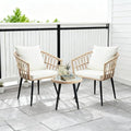 PORWEY 3 Piece Patio Bistro Set for Balcony, Apartment, Backyard, Beige by PORWEY