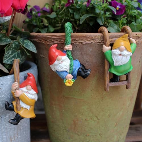 3 PCS Climbing Gnomes Tree Faces Decor Outdoor for Yard, Gnomes Statue, Outdoor Fairy Garden Resin Crafts, Flower Pot Landscape Dwarf, Micro Landscape Pendant Ornaments (3 PCS) by Honiweer