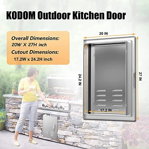 Outdoor Kitchen Doors 20''W X 27''H Right Open, Stainless Steel BBQ Access Doors with Vents, Flush Mount Single Door for Outdoor BBQ Island and Grill Station - Image 2