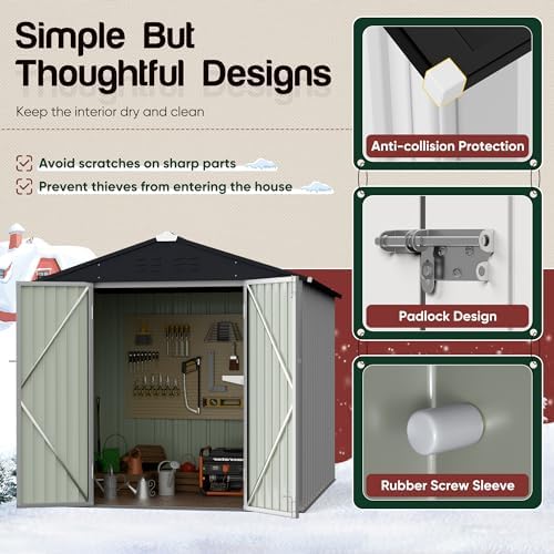 Devoko 6x4 FT Outdoor Storage Shed, White - Image 4