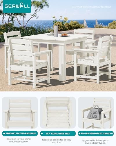 SERWALL HDPE Outdoor Square Dining Set for 4 - Image 4